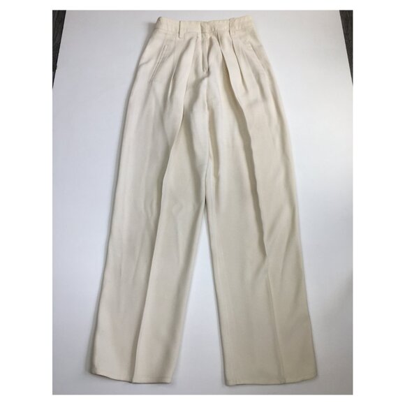 Vintage SONIA RYKIEL Paris France Cream High Waist Pleats Dress Pant